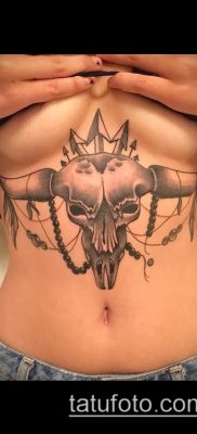 bika koponya tetoválás fotó (érték) - példa egy érdekes tetoválási rajzra - 020