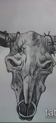 bika koponya tetoválás fotó (érték) - példa egy érdekes tetoválási rajzra - 019