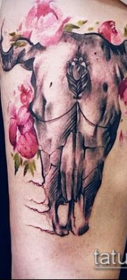 bika koponya tetoválás fotó (érték) - példa egy érdekes tetoválási rajzra - 016