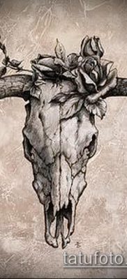bika koponya tetoválás fotó (érték) - példa egy érdekes tetoválási rajzra - 007