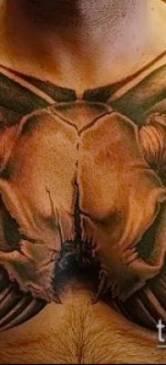 bika koponya tetoválás fotó (érték) - példa egy érdekes tetoválási rajzra - 004