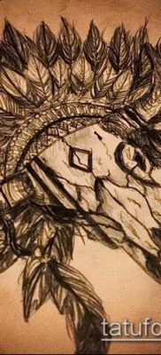 bika koponya tetoválás fotó (érték) - példa egy érdekes tetoválási rajzra - 002