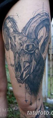 fotó egy kecske koponya tetoválásról, keltezve 2017. 09. 20 -án №040 - kecske koponya tetoválás -