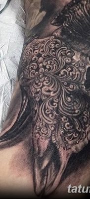 fotó egy kecske koponya tetoválásról, keltezve 2017. 09. 20 -án №048 - kecske koponya tetoválás -