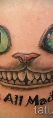 Cheshire -i macskatetoválás fényképe a tetoválás tervezéséről szóló cikkhez - tatufoto.ru - 30