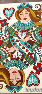 zdjęcie tatuaż karta do gry królowa serc z dnia 21.10.2017 №017 - karta królowa quill