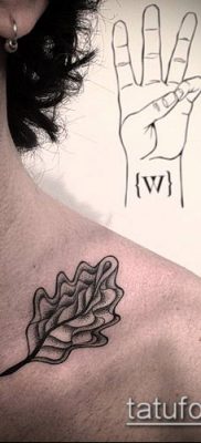 tölgyfalevél tetoválás 444. szám - a minta exkluzív változata, amely könnyen használható tölgyfalevél tetoválásként történő feldolgozásra és alkalmazásra