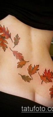 tölgyfalevél tetoválás 261. szám - a minta egyedi változata, amelyet sikeresen lehet használni tölgyfalevél tetoválásként