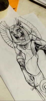 rajz példa Bastet tetováló istennőre 2019.12.22.