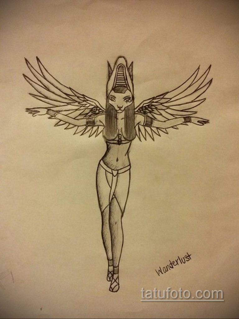 rajz példa Bastet tetováló istennőre 2019.12.22.