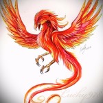 érdekes vázlat egy tetováláshoz egy főnixszel