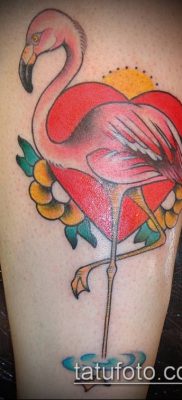 FLAMINGO TATTOO №19 - نسخة فريدة من النمط يمكن استخدامها بنجاح للتحويل والتطبيق كوشم فلامنغو على الساق