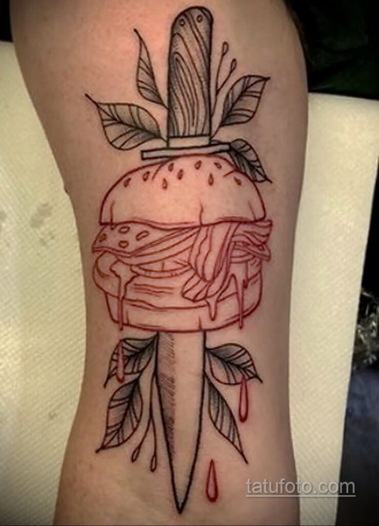 Zdjęcie tatuażu z hamburgerem 26.03.2021 №058 - tatuaż burger -