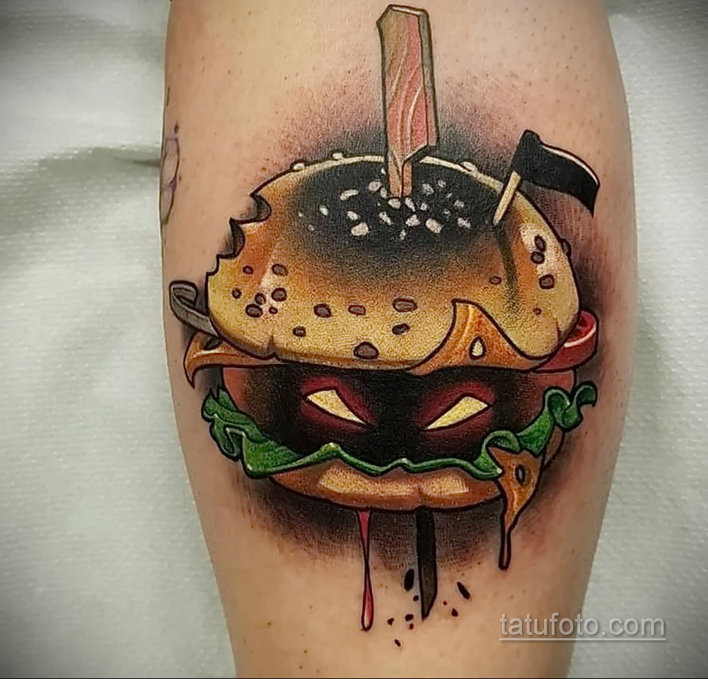 Zdjęcie tatuażu z hamburgerem 26.03.2021 №290 - tatuaż burger -