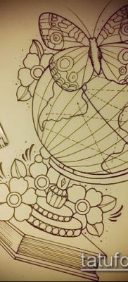 Снимка на татуировка на глобус - примерна рисунка - 26052017 - пример - 008 глобус за татуировка