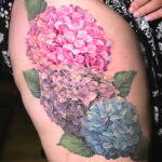 Снимка на татуировка с цветя на хортензия 31.03.2021 №132 - татуировка хортензия -