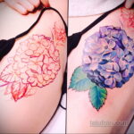 Снимка на татуировка с цветя на хортензия 31.03.2021 №119 - татуировка хортензия -