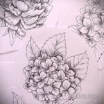 Снимка на татуировка с цветя на хортензия 31.03.2021 №114 - татуировка хортензия -