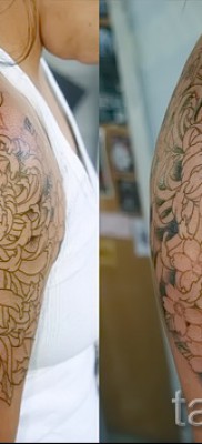 Példa egy krizantém tetoválásra a 28 -as fényképen