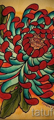 Példa krizantém tetoválásra a 19. számú fényképen