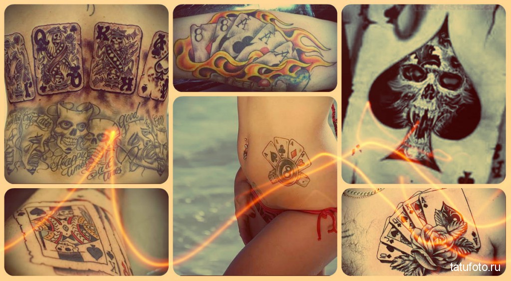 A kártya tetoválás jelentése - lehetőségek és példák a fotón