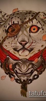 tatuaż lamparta śnieżnego #274 to ciekawa wersja wzoru, który można łatwo wykorzystać do przeróbki i aplikacji jako tatuaż śnieżnej pantery na plecach