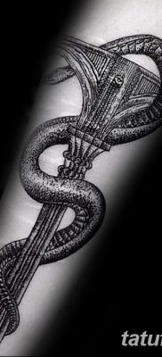 fotó a Caduceus tetoválásról, kelt 2017.10.21 -én №012 - Caduceus tetoválás -