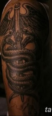 fotó a Caduceus tetoválásról, kelt 2017.10.21 -én №014 - Caduceus tetoválás -