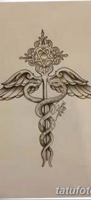 fotó a Caduceus tetoválásról, kelt 2017.10.21 -én №022 - Caduceus tetoválás -