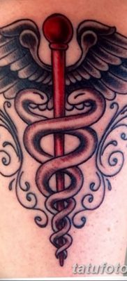 fotó egy Caduceus tetoválásról, kelt 2017.10.21 -én №027 - Caduceus tetoválás -