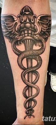 fotó a Caduceus tetoválásról, kelt 2017.10.21 -én №046 - Caduceus tetoválás -