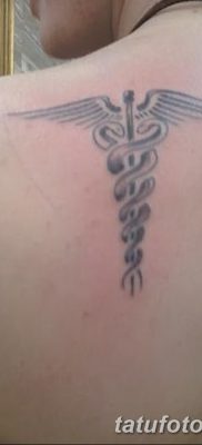 fotó a Caduceus tetoválásról, kelt 2017.10.21 -én №075 - Caduceus tetoválás -