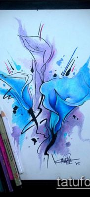 A calla liliom tetoválás # 880 a minta klassz változata, amely jól használható átalakítására és kalla liliom tetoválás akvarellként történő alkalmazására