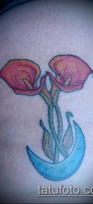 calla liliom tetoválás # 471 - a minta hűvös változata, amelyet sikeresen lehet használni a változtatáshoz és a rajzoláshoz, mint a calla tetoválás akvarellje a combon