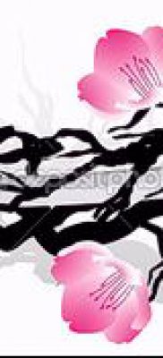 Példa egy katana tetoválás vázlatára sakurával - opció