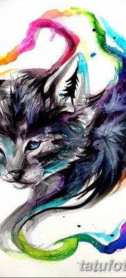 foto af en kattetatovering med vinger dateret 26/06/2018 №065 - Kattetatovering med vinger -