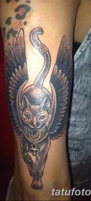 foto af en kattetatovering med vinger dateret 26/06/2018 №052 - Kattetatovering med vinger -