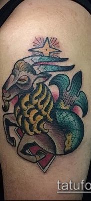 Fotó egy Bak tetoválásról (jelentése) - egy példa egy érdekes tetoválási rajzra - 016