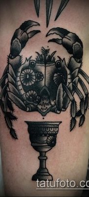 fénykép egy rák (rák) tetoválásról (érték) - példa egy érdekes tetoválási rajzra - 064