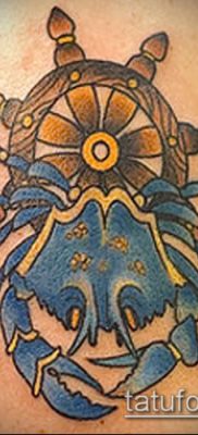 fénykép egy rák (rák) tetoválásról (érték) - egy példa egy érdekes tetoválási rajzra - 036