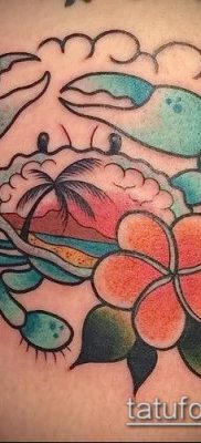 fénykép egy rák (rák) tetoválásról (érték) - egy példa egy érdekes tetoválási rajzra - 035