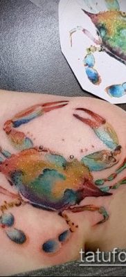 fénykép egy rák (rák) tetoválásról (érték) - példa egy érdekes tetoválási rajzra - 034