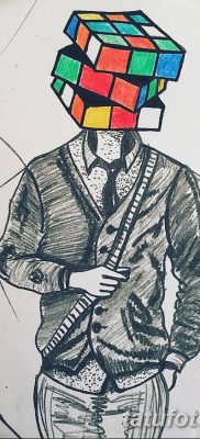 fotó a Rubik -kocka tetoválásról, dátum: 2018.02.24 №013 - tetoválás Rubik -kocka -