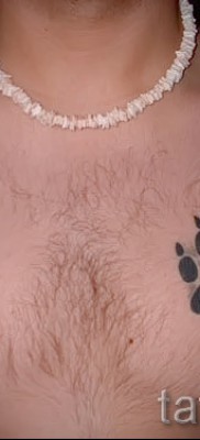 مثال على وشم مخلب الدب في الصورة - وشم زوجين مع رموز على صدر الرجل