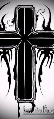 Tetovaža s latinskim križem broj 278 - vrijedna verzija uzorka, koja se može uspješno koristiti za izmjenu i primjenu kao tetovaža latinskog križa na vratu