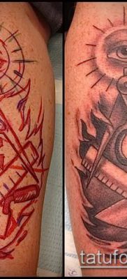 fotó a tetoválásról a combon (tetováló kőművesek) (érték) - példa rajz - 002