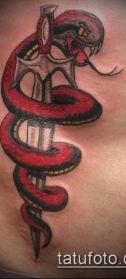 A kard és kígyó tetoválás # 811 a minta érdekes változata, amely könnyen használható revízióhoz és kard és kígyó rajzolásához a karra tetoválásként