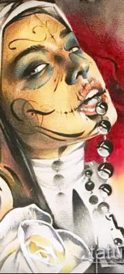 fotó egy apáca tetoválásról (jelentése) - példa egy érdekes tetoválási rajzra - 075