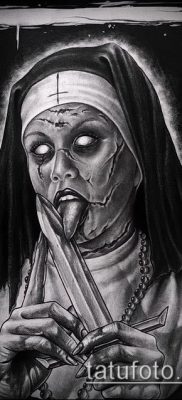 fotó egy apáca tetoválásról (jelentése) - példa egy érdekes tetoválási tervre - 055