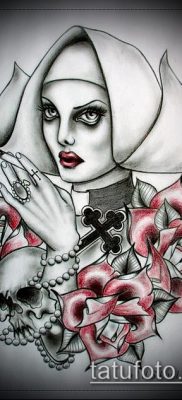 apáca tetoválás vázlata - opció